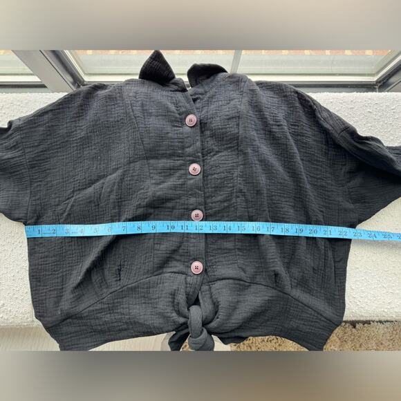 Free People Sunstreaks Tie Front Button Down Long Sleeve Blouse Size Medium - Picture 10 of 11